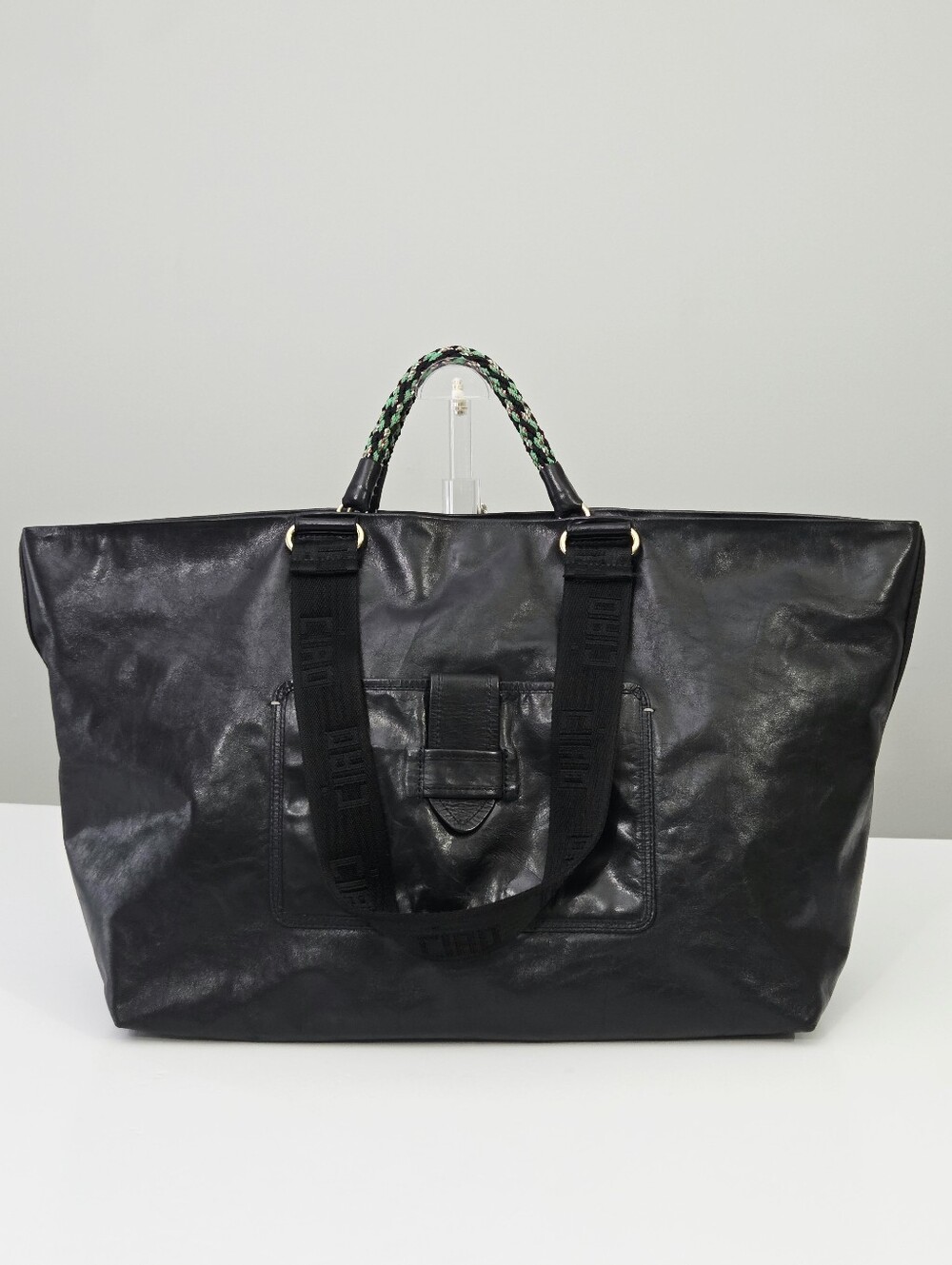 EXCELLENT CLARE V GRANDE BATEAU TOTE BAG - BLACK - Picture 5 of 9
